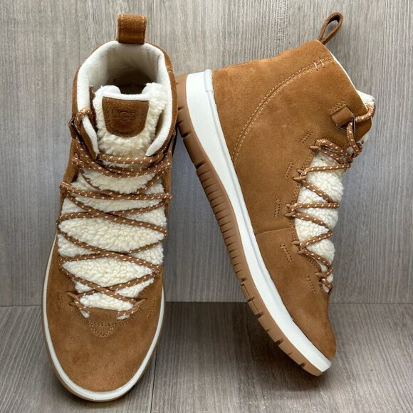 UGG Shoes Womans 10 Lakesider Heritage Mid Waterproof Winter Sneaker Boots Brown - Picture 7 of 12